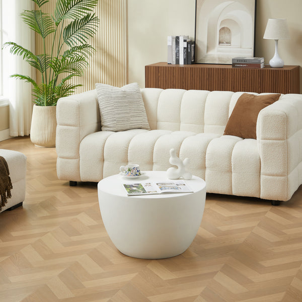 PARNU - Table basse indoor outdoor en magnésite blanc