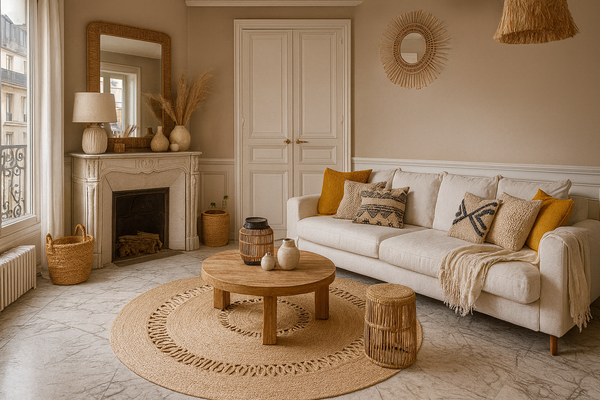 RUNE- Tapis rond en jute naturelle tissée marron 180 x 180 cm