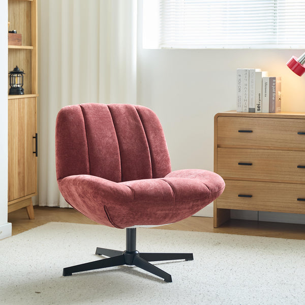 NAMSOS - Fauteuil swivel pivotant en tissu terracotta