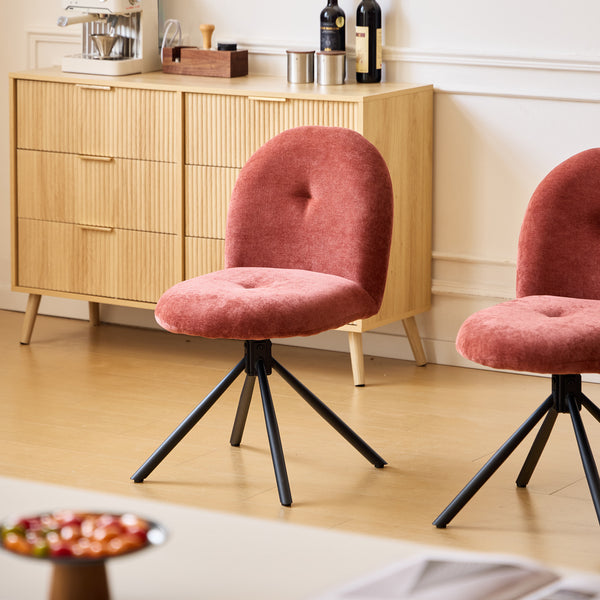 KITTILA - Lot de 2 chaises swivel rotatives en tissu terracotta et metal