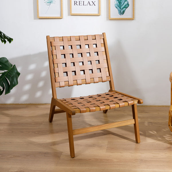 AGUILARES - Fauteuil intérieur extérieur en acacia massif et suèdine