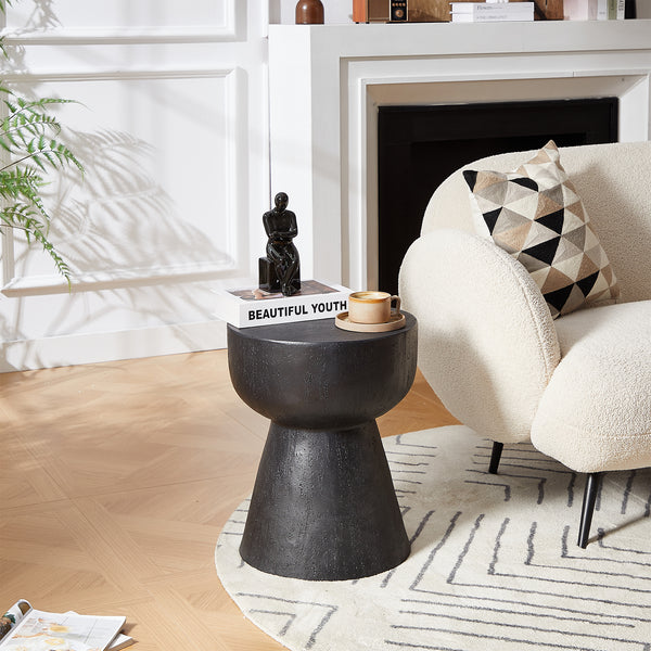 SORSELE - Table d'appoint bout de canapé intérieur extérieur en magnesite noir