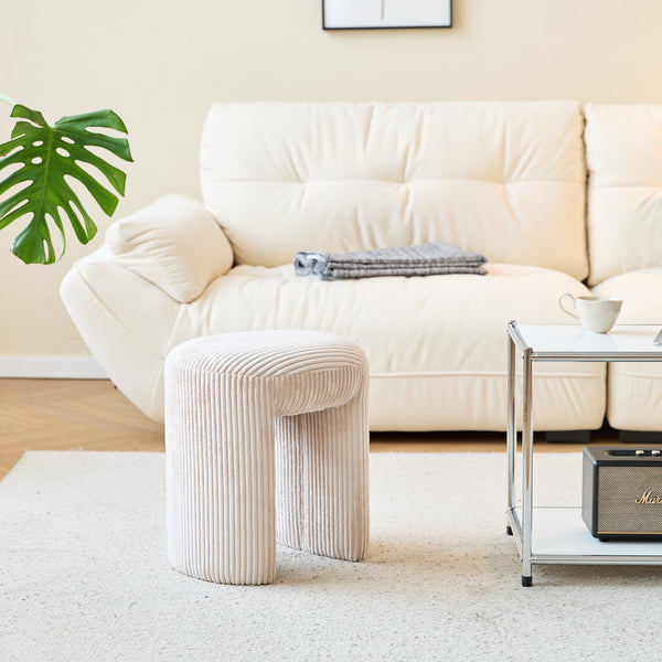 NAGA - Pouf en velours côtelé beige