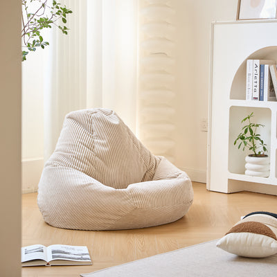 GRANA - Pouf en velours côtelé beige