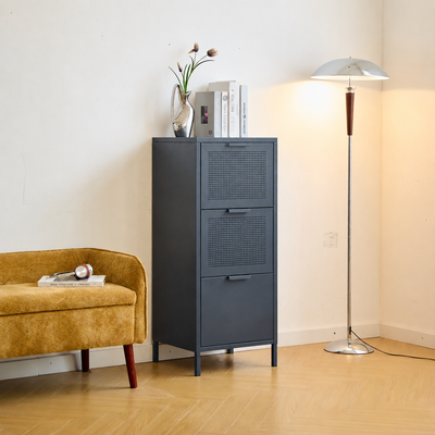 Meuble de rangement 3 tiroirs en metal Bleu