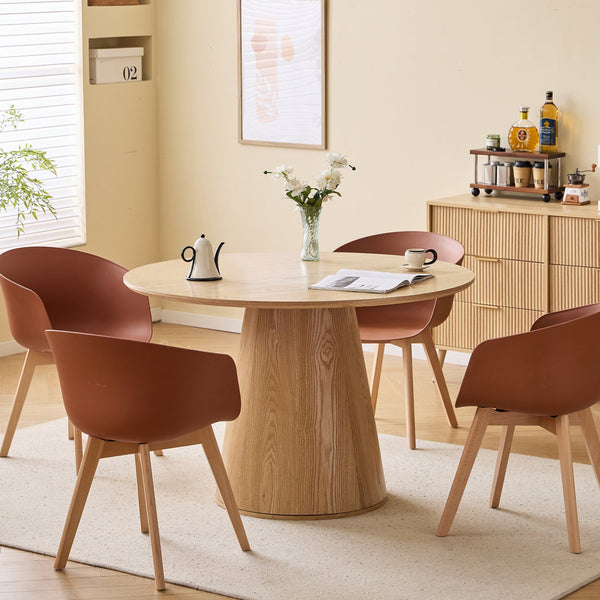 CALI - Table à manger 6 personnes ronde en bois de pin