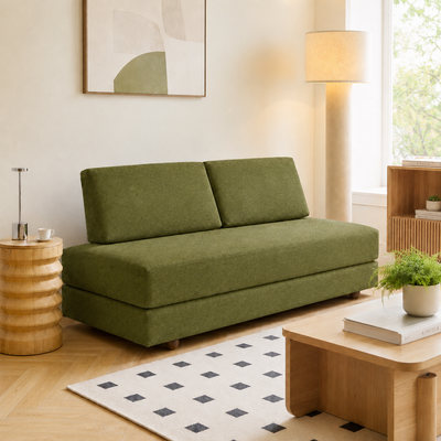 Canape lit convertible 3 personnes en tissu vert