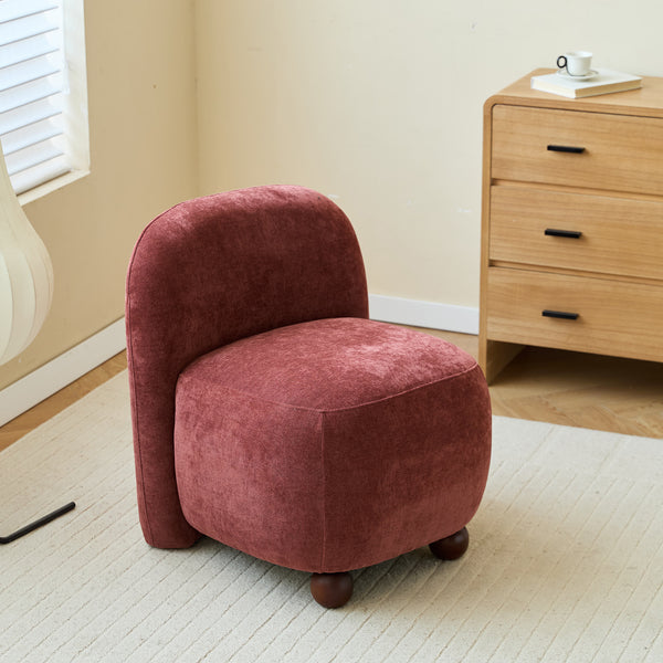 KOKKOLA - Fauteuil de salon en bois massif et tissu terracotta