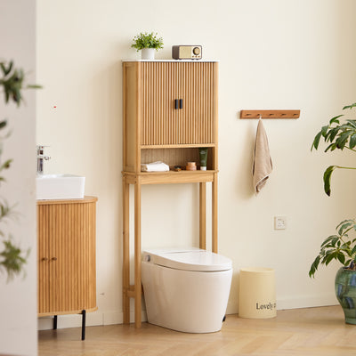 LEIRIA - Armoire de toilette en bois avec 2 portes naturel