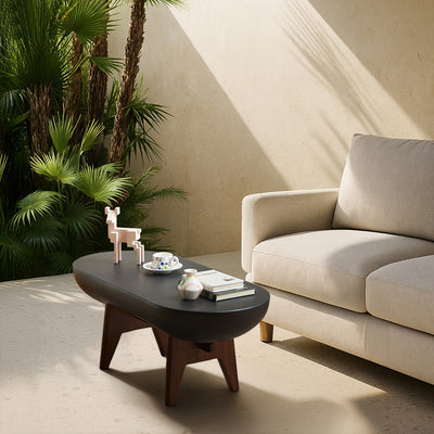 IRUNA - Table basse indoor outdoor en magnésite noir