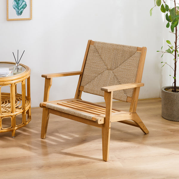 VALDIVIA - Fauteuil intérieur extérieur en acacia massif et corde