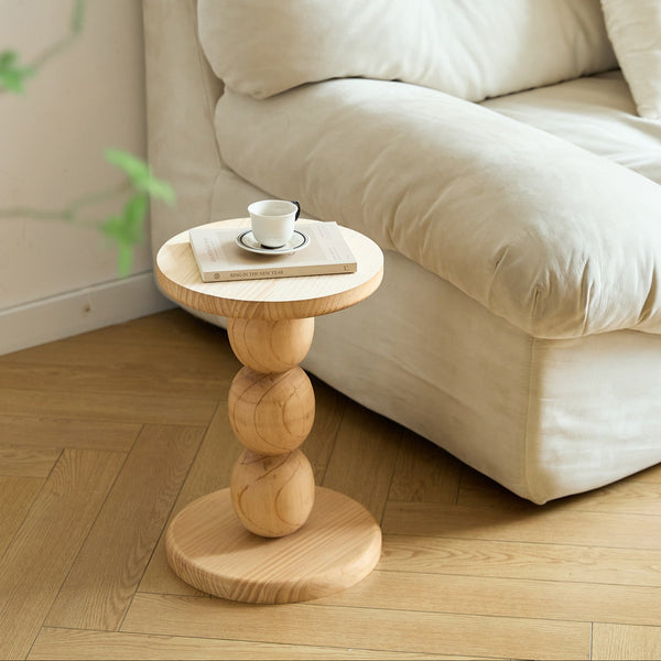 GAVLE - Table d'appoint ronde en bois naturel