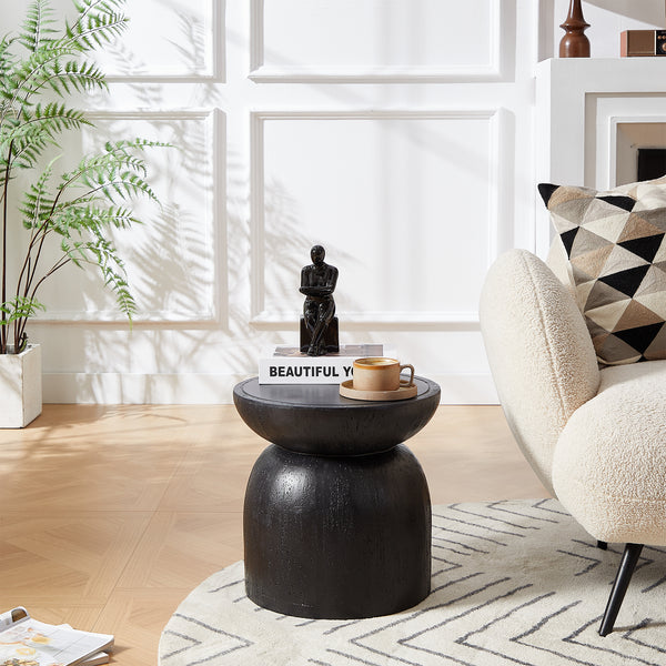 HJORRING - Table d'appoint bout de canapé intérieur extérieur en magnesite noir