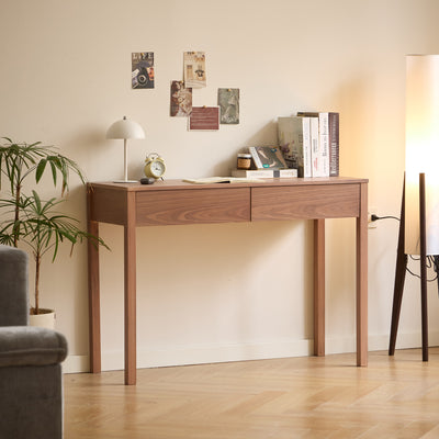 Bureau 2 tiroirs en bois de noyer