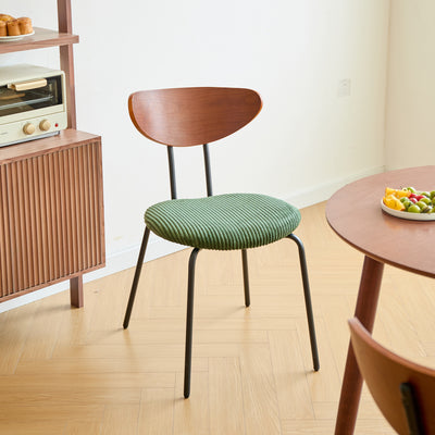 NIBE - Lot de 2 chaises de salle à manger en bois, métal et velours côtelé vert