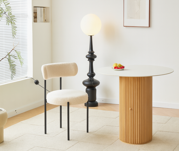 LARS - Lot de 2 chaises scandinaves en métal et bouclettes blanches