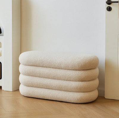 UPPSALA - Banc coffre avec rangement en bouclettes blanches
