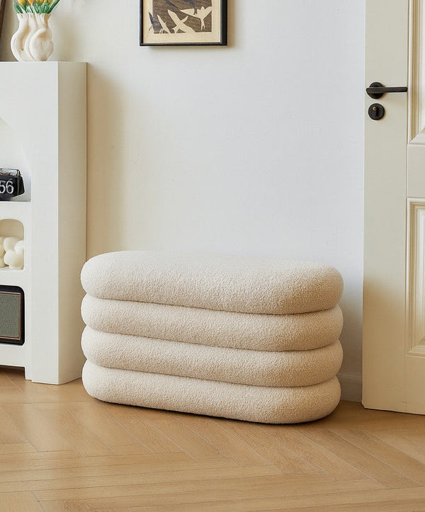 UPPSALA - Banc coffre avec rangement en bouclettes blanches