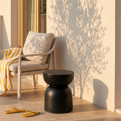 NORDFYN - Table d'appoint bout de canapé intérieur extérieur en magnesite noir