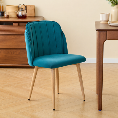 Lot de 2 chaises de salle à manger scandinaves en velours bleu canard
