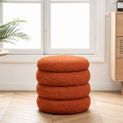FLOKKE - Pouf en bouclettes terracotta style scandinave