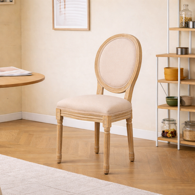 RICHELIEUT - Set van 2 houten stoelen met beige stoffen zitting