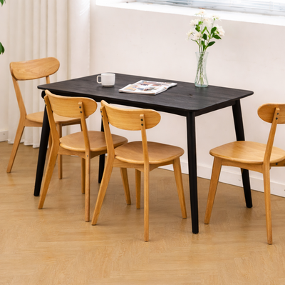 BONIFACIO - Table à manger rectangulaire 4 personnes en pin massif noir L120