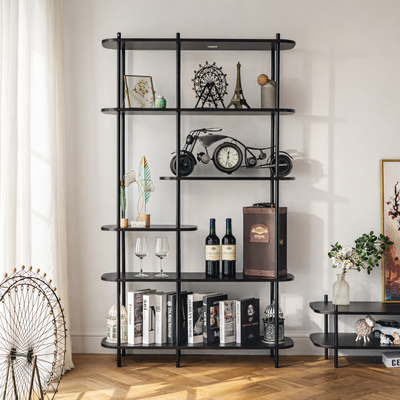 GOTEBORG - Etagère style moderne en métal et bois noir