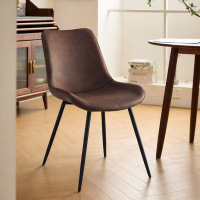 KOGE - Lot de 2 chaises en métal et suèdine marron