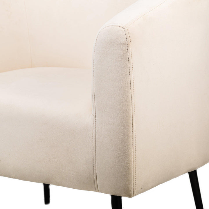 Fauteuil de salon en métal et velours beige