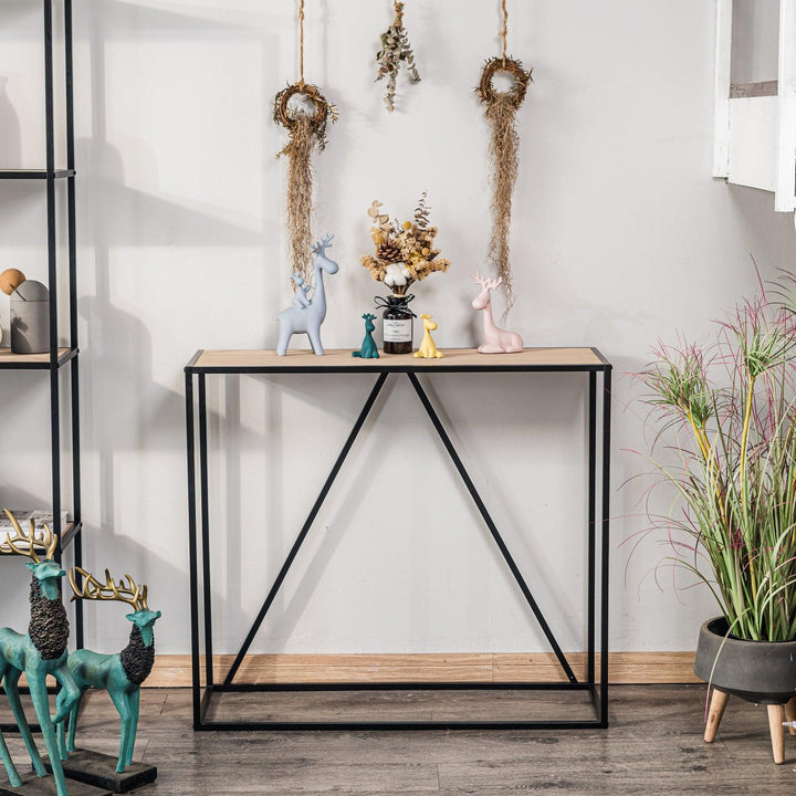 Console style industriel en bois et métal noir