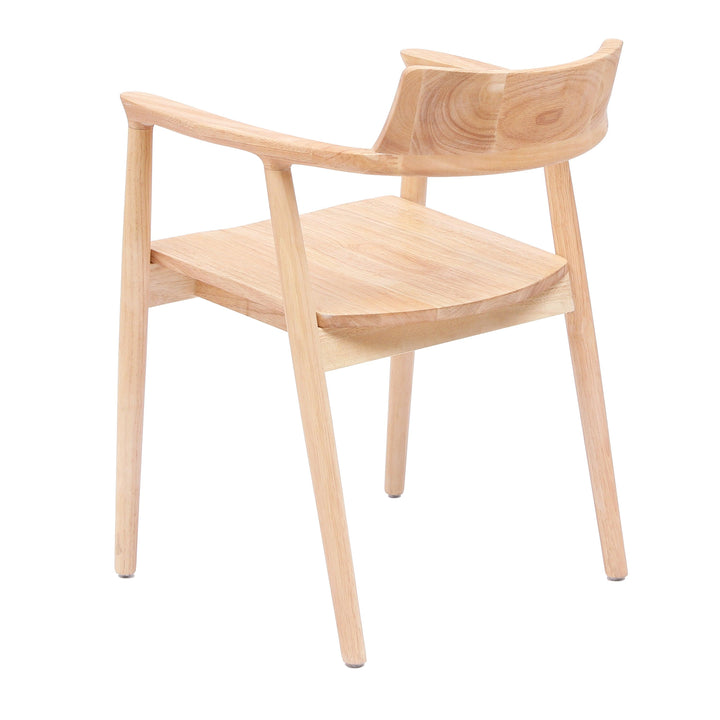 Lot de 2 chaises en bois massif avec accoudoirs coloris naturel