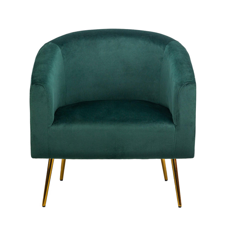 Fauteuil de salon en métal et velours vert