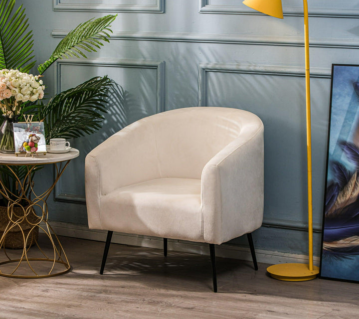 Fauteuil de salon en métal et velours beige
