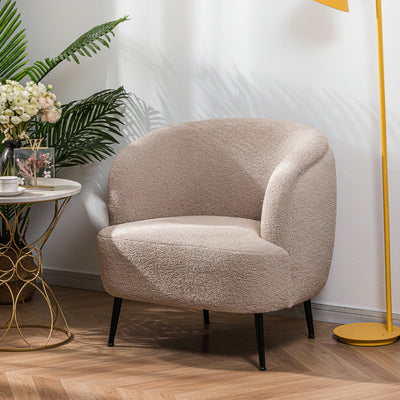 Fauteuil de salon en métal et bouclettes beiges