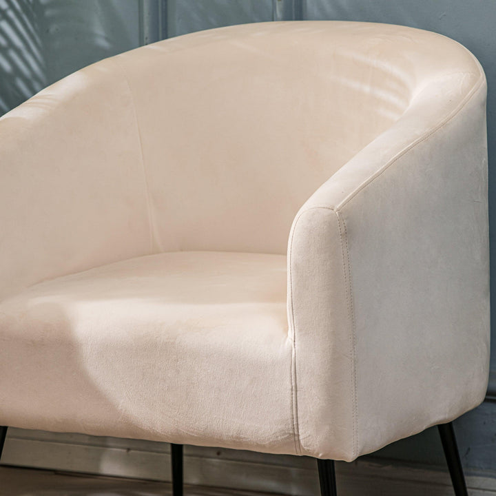 Fauteuil de salon en métal et velours beige