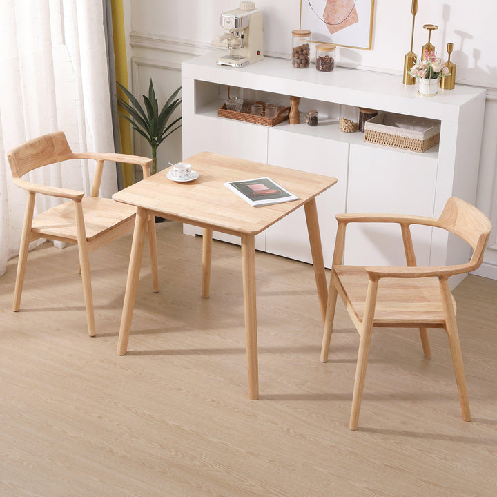Lot de 2 chaises en bois massif avec accoudoirs coloris naturel